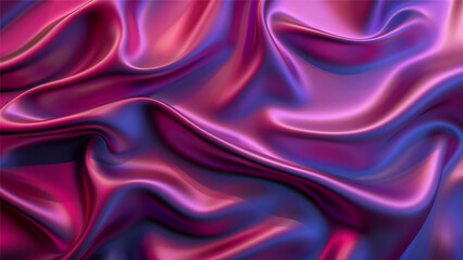 Fototapeta premium Drapery silk fabric luxury background. Wavy satin cloth texture pattern. Elegant curve motion image realistic design.