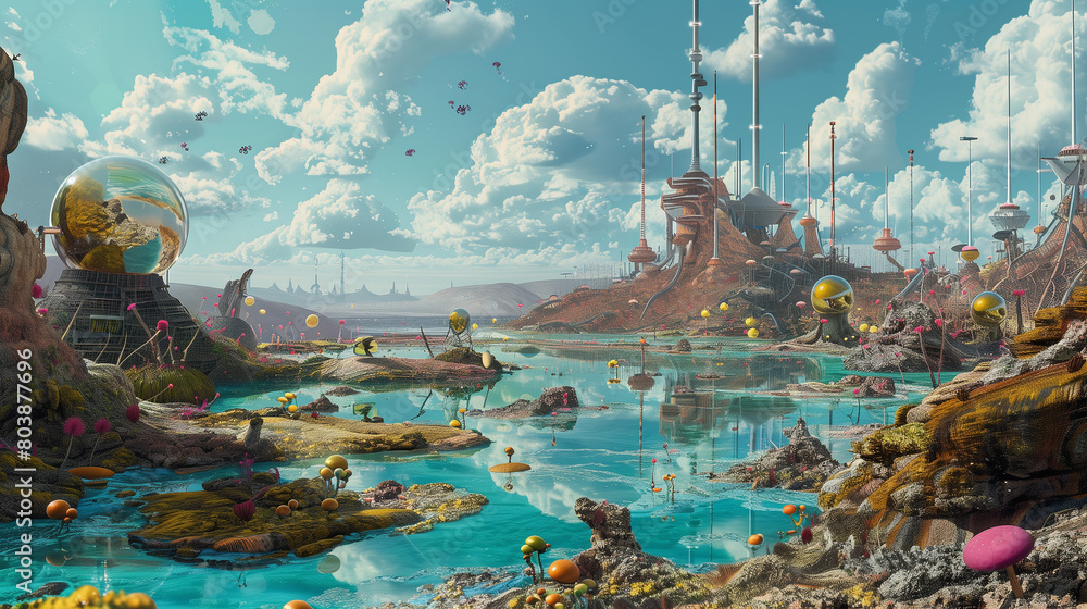 Aufkleber visualize a future where humans use bioengineered organisms to clean up pollution.