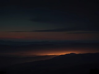 scenery at night with beautiful sky and hills, mountains, plains, valleys, Generative AI