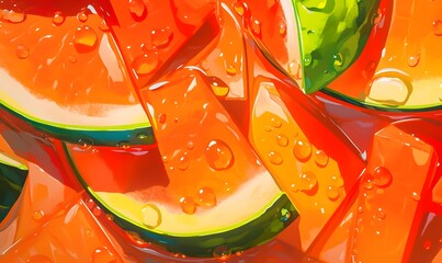 very close up of juicy delicious watermelon slices, Generative AI  - obrazy, fototapety, plakaty