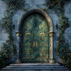 Metal arched doors with ornaments
