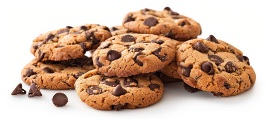 Delicious Chocolate Chip Cookies Stack – Isolated on White