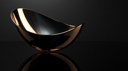 Black and gold modern bowl resting on a table surface