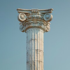 Doric column high quality isolated on blue background