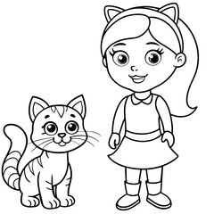 Adorable Baby and Cat Vector Illustration: Sweetness Captured in Art