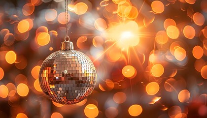 realistic mock up empty high quality photo of birthday wedding anniversary  valentine disco balls with bokeh backdrop, gold theme  background, wallpaper