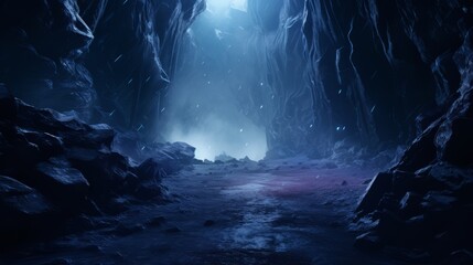 Majestic mountain cave a frozen adventure in mysterious darkness ,8k - obrazy, fototapety, plakaty