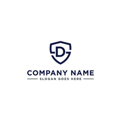 Initials Letter DS or SD linked overlapping Logo vector with letter N in the middle center of letter S shield badge-shape icon in blue deep color illustration
