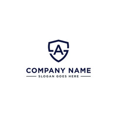 Initials Letter AS or SA linked overlapping Logo vector with letter N in the middle center of letter S shield badge-shape icon in blue deep color illustration
