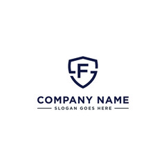 Initials Letter FS or SF linked overlapping Logo vector with letter N in the middle center of letter S shield badge-shape icon in blue deep color illustration

