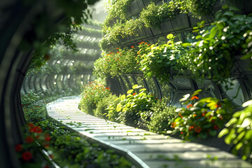 Naklejka premium Automated Vertical Farming System Integrated with Smart Harvesting Technology for Efficient Urban Food Production