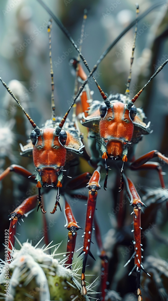 Poster biological pest control featuring vibrant insect creatures on isolated background with cinematic pho