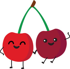 Cherry character design. Cherry vector. Cherry on white background.