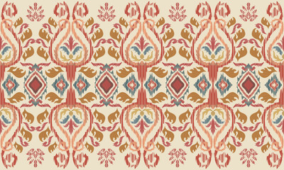 Hand draw Ikat floral paisley embroidery.geometric ethnic oriental pattern traditional.great for textiles, banners, wallpapers, wrapping vector design.