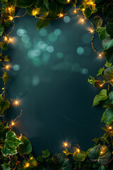 Beautiful fairy lights pattern with leaves for background 