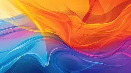 Obraz premium A colorful, abstract painting with a blue and orange swirl.