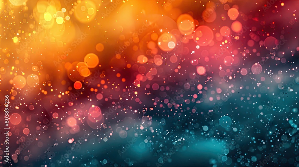 Poster a colorful background with a lot of small dots. the background is orange and red. the dots are blue 