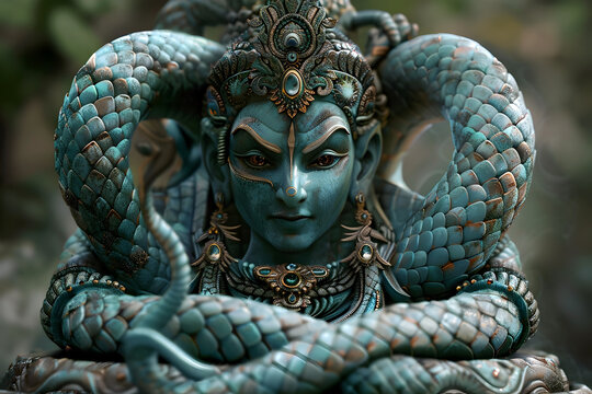 Embrace the Wise Teachings of the Mythical Serpent Nagaraja,Granting Power and Enlightenment