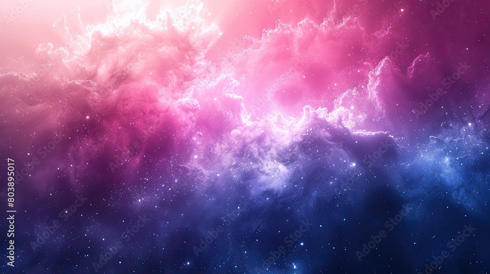 Poster a colorful space background with pink and blue clouds. the background is a part of a larger image wi