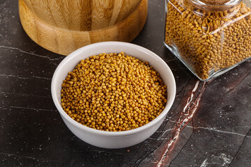 Mustard dry seeds in the bowl