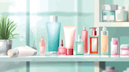 Cosmetics for personal hygiene on light background vector