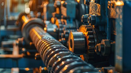 Obraz premium Industrial machinery close-up showcasing gears and components