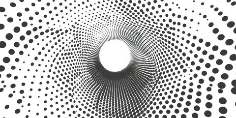 Vector halftone background with dots in the shape of an open tunnel or wormhole on white, vector illustration in the style of an open tunnel or wormhole on white - obrazy, fototapety, plakaty