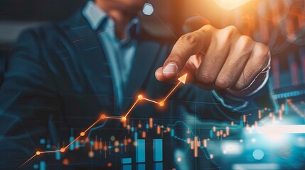 Business growth concept with person analyzing financial graphs