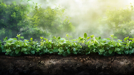 Lush Green Foliage Thriving in a Sustainable Soil-Focused Urban Farming Landscape