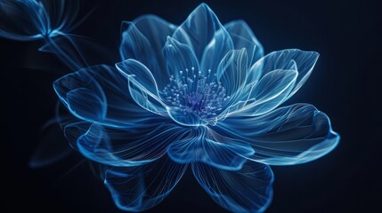 Fototapeta premium Holographic blue futuristic technology particle background