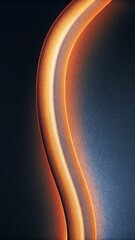 Black background with a thin orange light on the left, and a large curved line of light coming from it, creating an abstract shape - obrazy, fototapety, plakaty