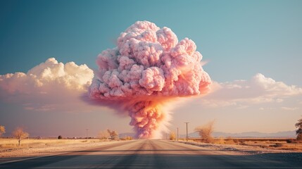 Massive explosion in remote landscape
