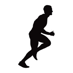Running Man Silhouette on White Background