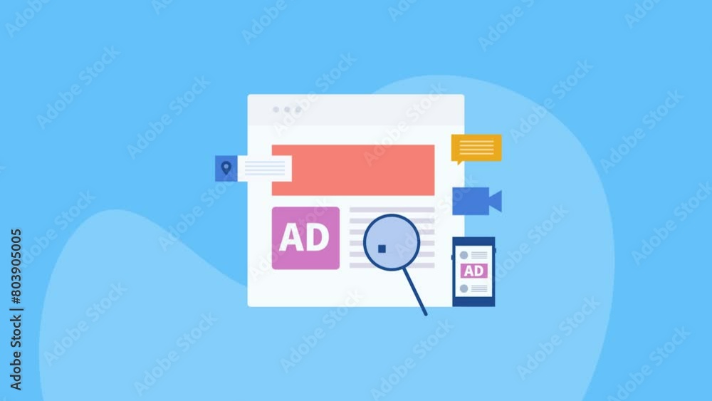 Aufkleber digital ads display on web browser and mobile screen, analysing advertising performance data metrics