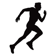 Running Man Silhouette on White Background