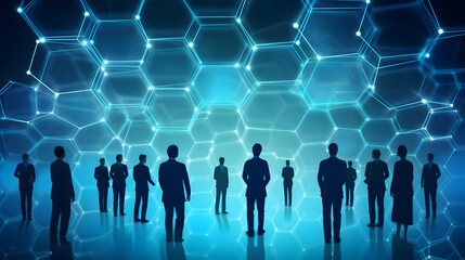 Hexagonal Network Arrangement Banner for Executive Meetings