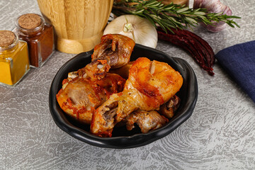 Raw marinated chicken drumstick for cooking