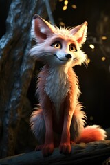 Obraz premium Curious animated fox in the forest