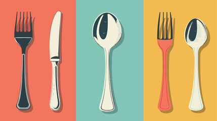 Cutlery for festive table Fourting on color background