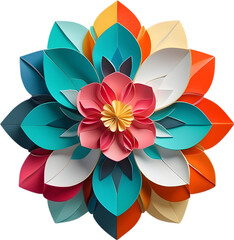 
Geometric bloom. A vibrant flower constructed from overlapping geometric shapes.

