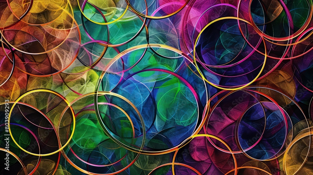 Aufkleber a serene abstract background featuring colorful circle made of small geometric shapes