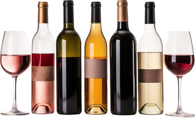 wine bottles isolated on white or transparent background,transparency 