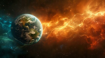 Obraz premium Embracing the Universe: A Stunning Depiction of Earth's Resilience