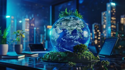 A corporate report highlighting ESG (Environmental, Social, Governance) metrics within the green energy sector, showcasing sustainable business practices in the renewable energy industry