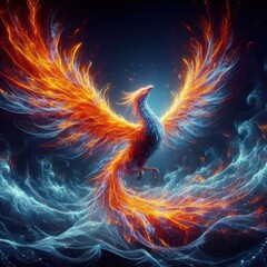 Fototapeta premium a blaze of holographic flames abstract 3D 
