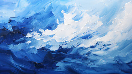 Minimalistic Art of White and Blue Paint Brush Stroke Curvy Background