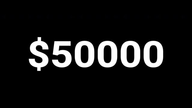 Increase counting numbers with dollar sign 0 to 100k  amount investment or figures concepts