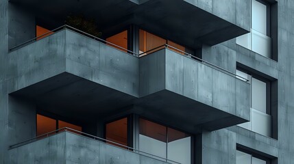 Fototapeta premium Chic and Understated: Modern Apartment Building with Greenery Accents