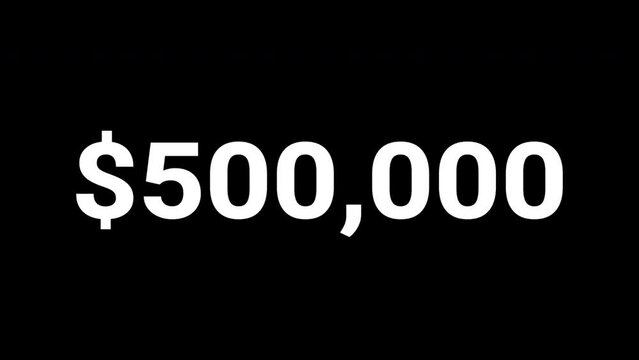 Increase counting numbers with dollar sign and decimal 0 to 1M  amount investment or figures concepts