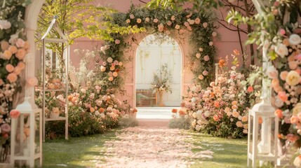 Fototapeta na wymiar Wedding Entrance Flower Fairytale Garden Theme